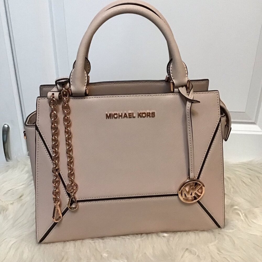 Michael kors pink leather satchel purse